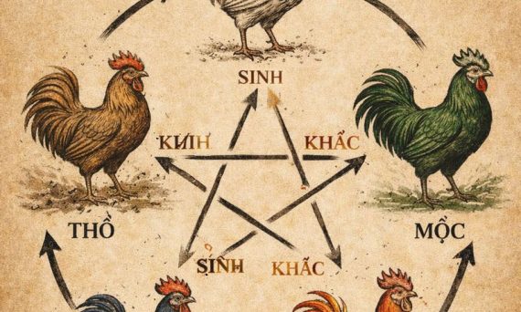 Thuyết ngũ hành gà đá 1 huyet ngu hanh ga da