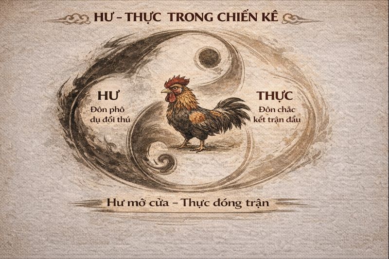 LUẬN HƯ THỰC – THẮNG BẰNG THẾ GIẢ, KHÔNG CHỈ BẰNG ĐÒN THẬT 3 Deception and reality in rooster fighting