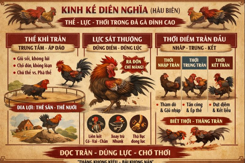 Luận Về Thế – Lực – Thời Trong Nghệ Thuật Gà Đá Đỉnh Cao 3 High stakes cockfight strategy infographic