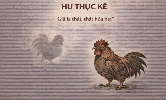 LUẬN HƯ THỰC KÊ – KHI GIẢ LÀ THẬT, THẬT HÓA HƯ 4 Roosters on aged parchment paper
