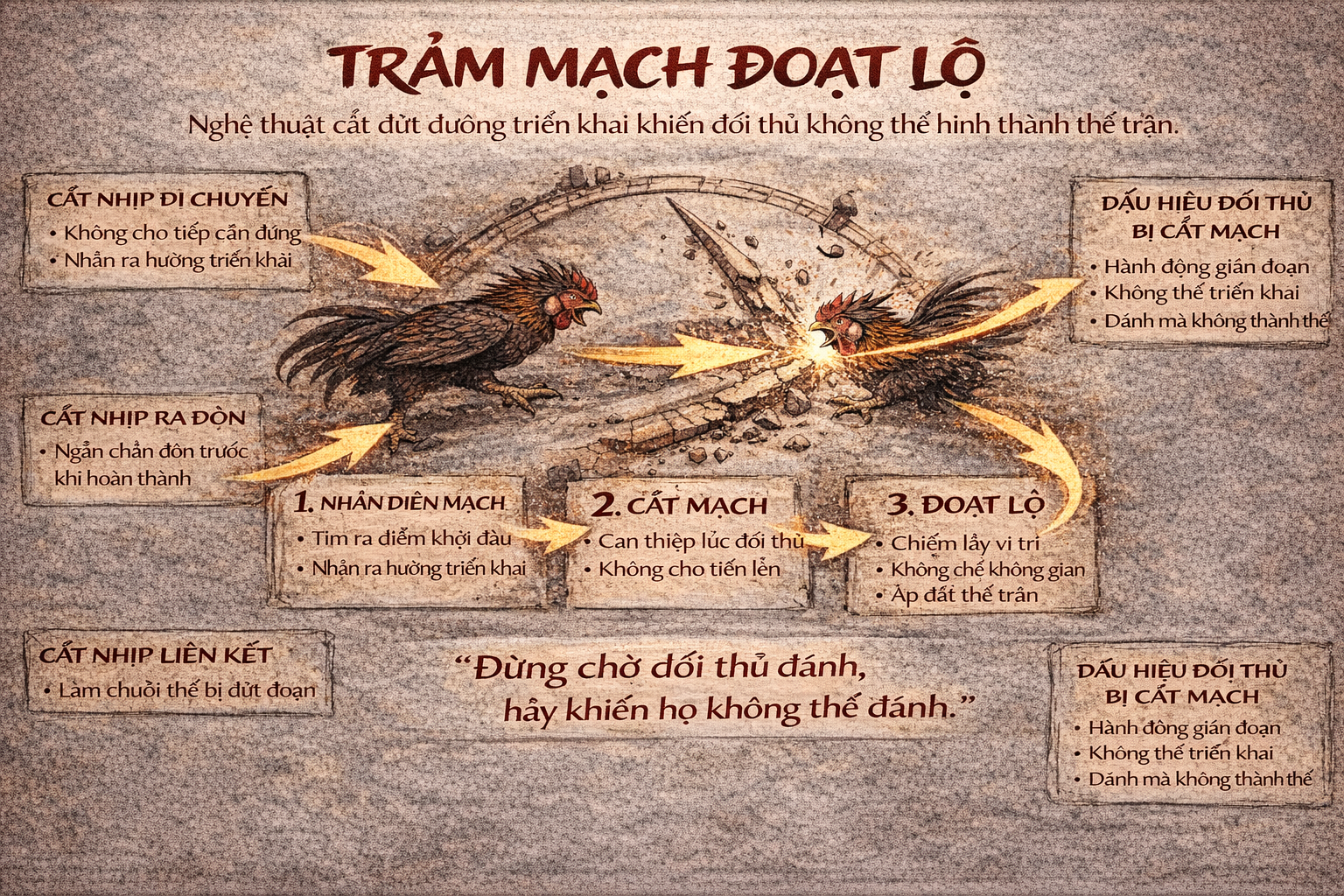 Trảm Mạch Đoạt Lộ – Nghệ Thuật Cắt Đứt Đường Triển Khai Của Đối Thủ 3 Tram Mach Doat Lo